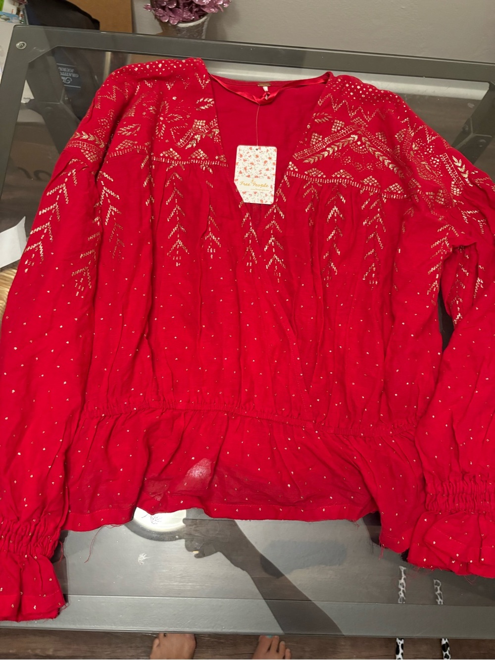 Free people counting stars pheasant blouse nwt
